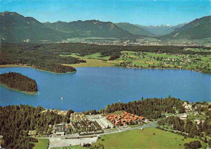 Faak am See Finkenstein Fliegeraufnahme mit Fakir See Villach und Dobratsch