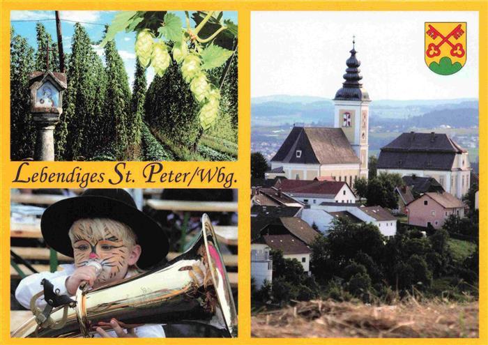 St Peter am Wimberg Oberoesterreich AT Bildstock Kinderfasnet Kirche