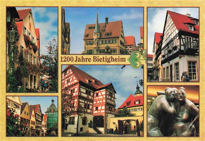 Bietigheim-Bissingen Fachwerkhaeuser Teilansichten Rathaus Skulptur