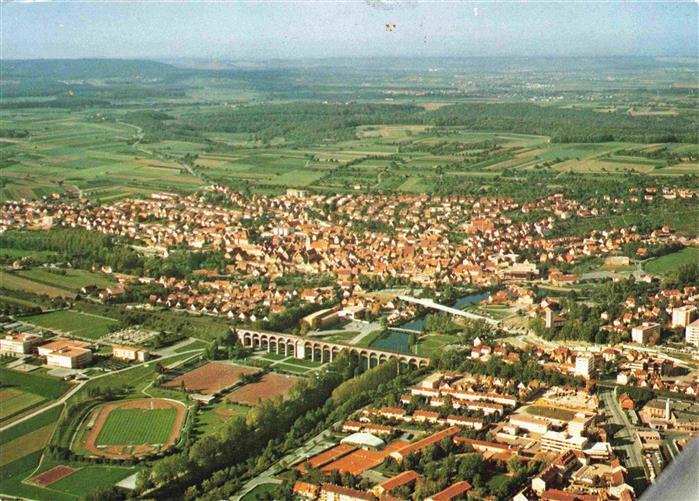 Bietigheim-Bissingen Fliegeraufnahme mit Sportstadion und Viadukt