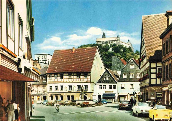 Kulmbach Bayern Holzmarkt mit Plassenburg