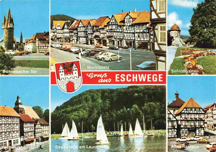 Eschwege Duenzebacher Tor Marktplatz Schlossgarten Fachwerkhaeuser Seenplatte am