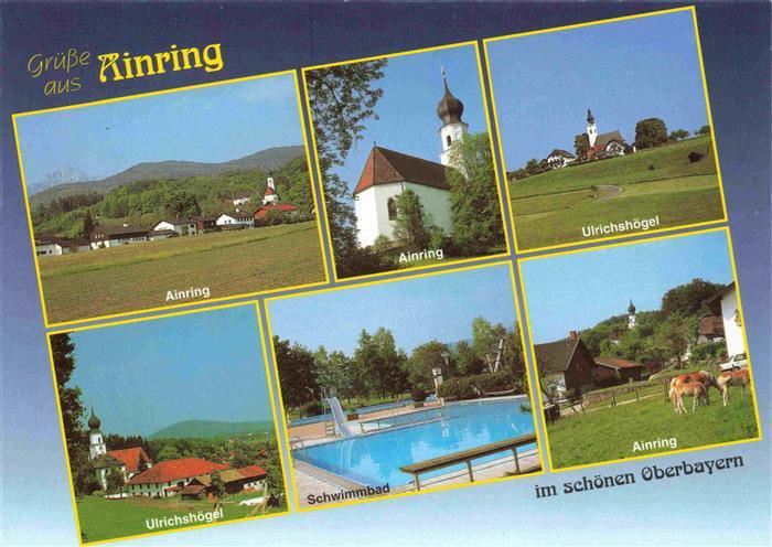 Ainring Berchtesgaden Bayern Panorama Kirche Ulrichshoegel Schwimmbad Ortspartie