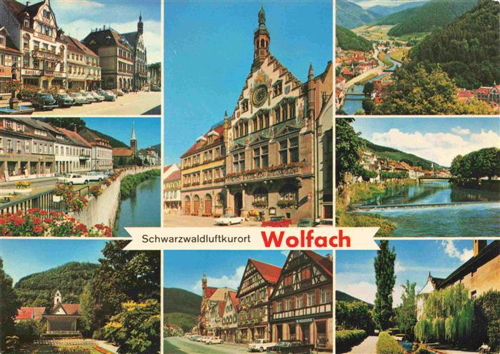 Wolfach Schwarzwald Ortsansichten Rathaus Markt Panorama Flusspartie
