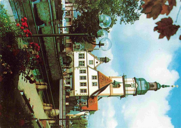 Erbach Odenwald Partie an der Muemling mit Rathaus und Stadtkirche
