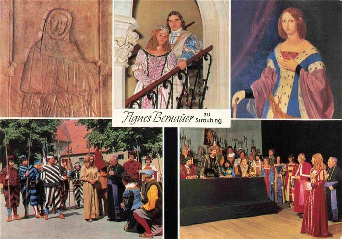 Straubing Agnes Bernauer Stadt Grabplatte Gemaelde und Spielszenen