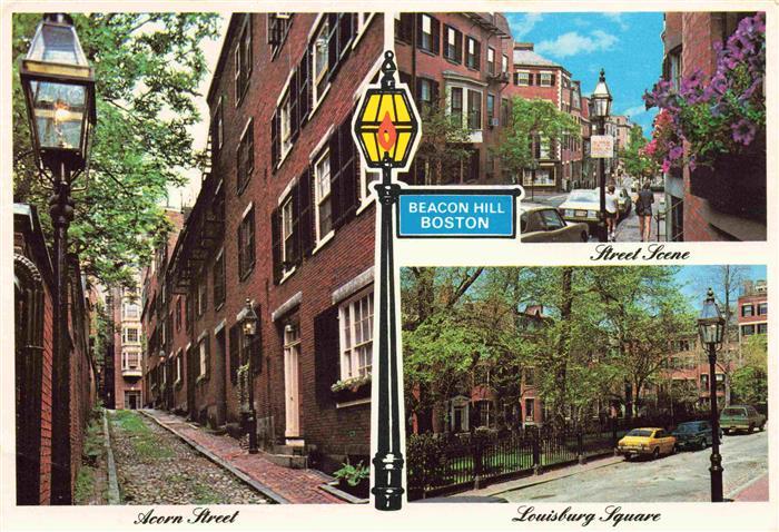 BOSTON Massachusetts USA Beacon Hill Acorn Street Louisburg Square Street Scene