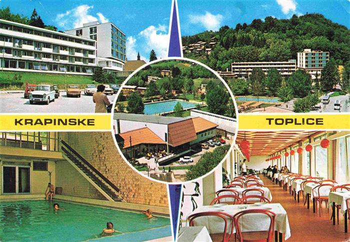 Krapinske Toplice Hotels Frei und Hallenbad Speisesaal