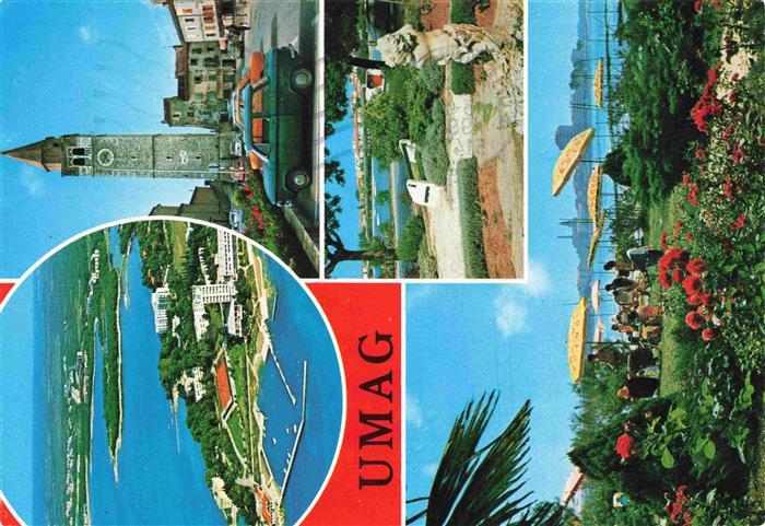 Umag Umago Istrien Fliegeraufnahme Stadtturm Park