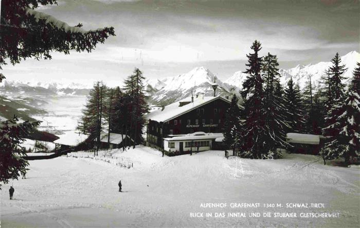 Schwaz Tirol AT Alpenhof Grafenast Winterpanorama Blick ins Inntal und die Stuba