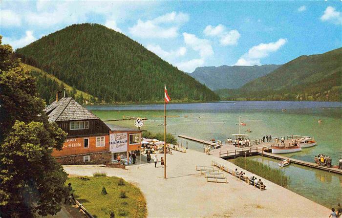 Erlaufsee Mariazell Steiermark AT Gaststaette am See Bootsanleger