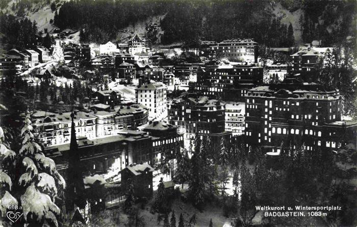 BADGASTEIN AT Stadtpanorama Weltkurort und Wintersportplatz Nachtaufnahme