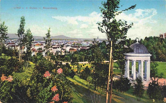LINZ DONAU AT Panorama Blick vom Bauernberg Pavillon