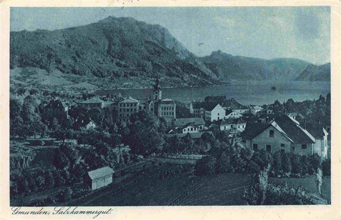 Gmunden Traunsee Salzkammergut Oberoesterreich AT Panorama Kupferdruck
