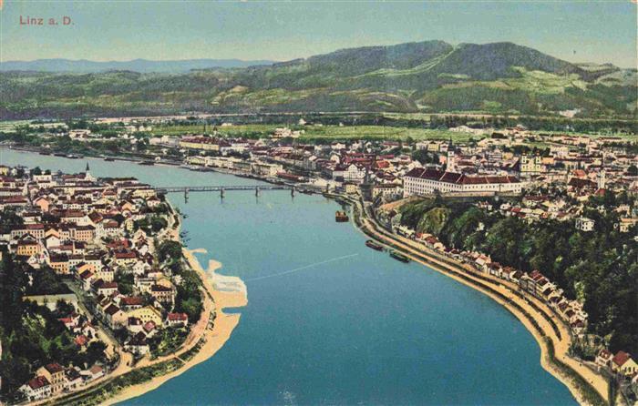 LINZ DONAU AT Fliegeraufnahme Militaerpflege Reservespital Stempel