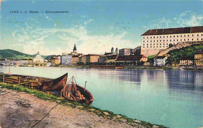 LINZ DONAU AT Partie an der Donau Notreservespital Militaerpflege Stempel