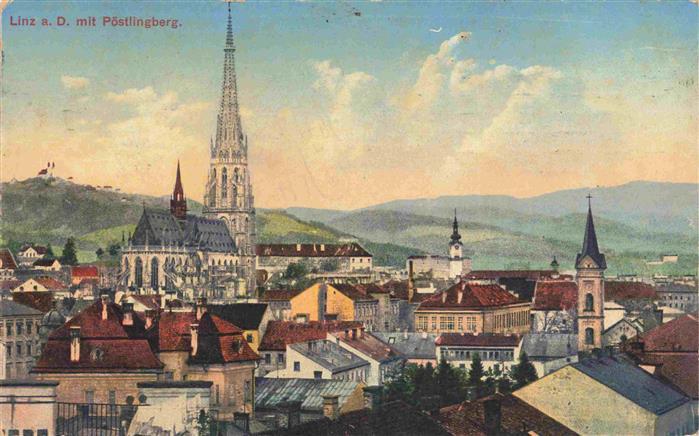 LINZ DONAU AT Stadtpanorama mit Poestlingberg Notreservespital Militaerpflege St