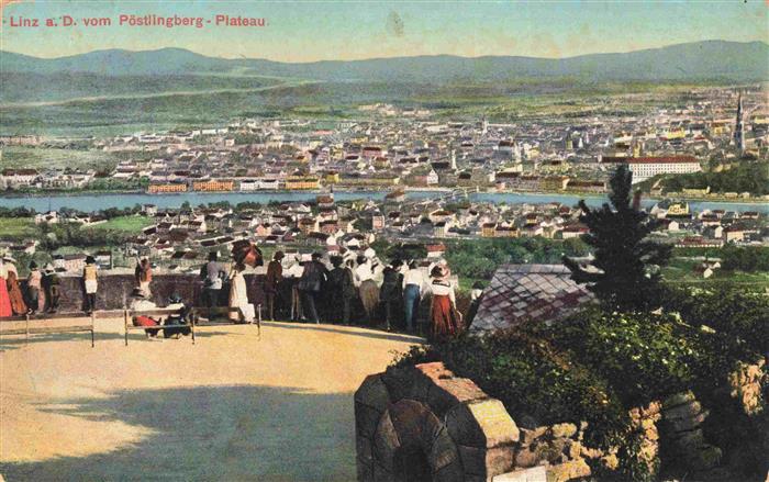 LINZ DONAU AT Panorama Blick vom Poestlingberg Notreservespital Militaerpflege S