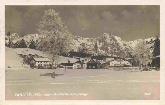 Seefeld Tirol Winterpanorama Blick gegen Wettersteingebirge