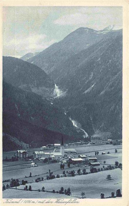 Krimml 1076m Pinzgau AT Panorama mit den Wasserfaellen
