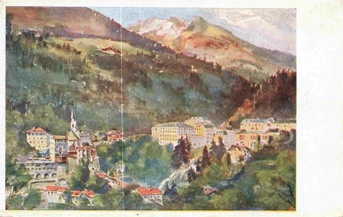 Bad Gastein AT Panorama Kuenstlerkarte Alpenlaendische Kunst