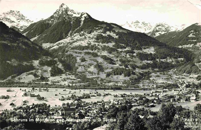 Schruns Vorarlberg Panorama Montafon gegen Mittagspitze