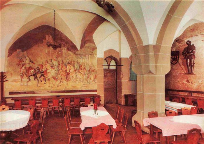 Bad Bergzabern Ritterburg Berwartstein Gaststaette im historischen Rittersaal