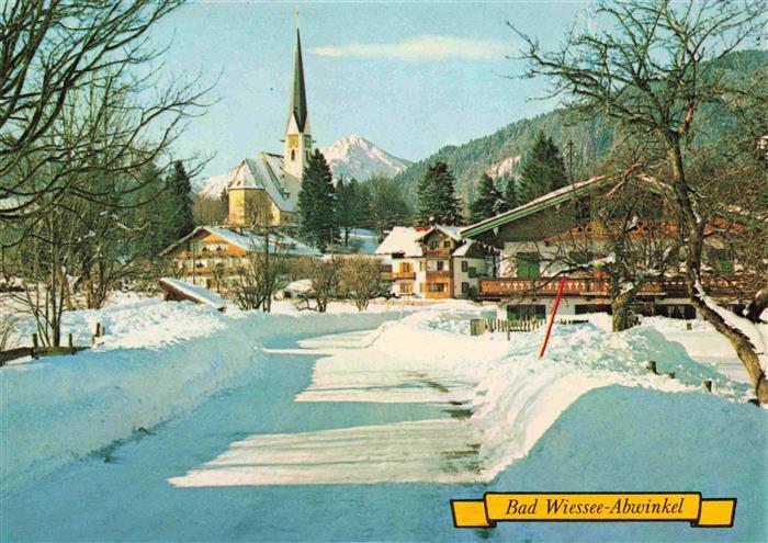 Abwinkl Bad Wiessee Hauptstrasse Blick zur Kirche im Winter