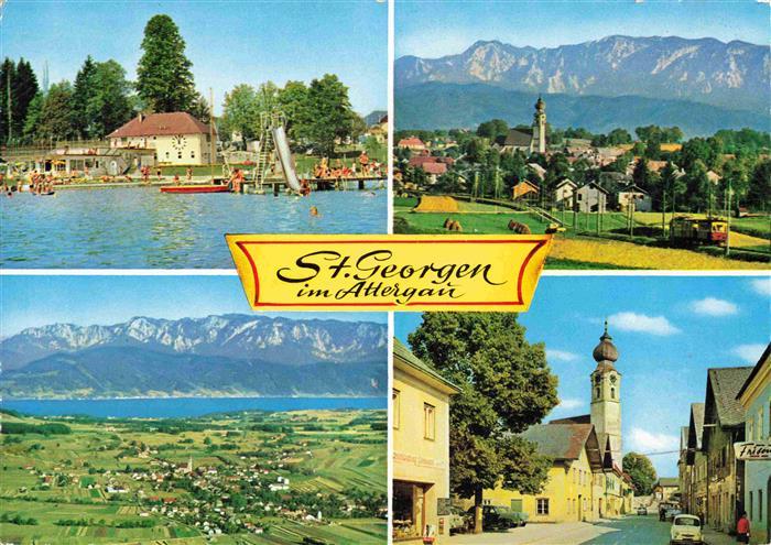 St Georgen Attergau Traunviertel AT Freibad Panorama Zentrum Kirche