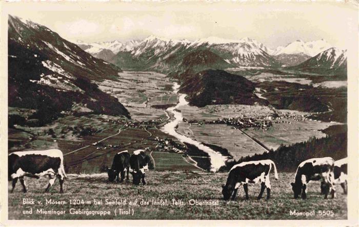 Telfs Tirol AT Blick von Moesern auf Inntal Oberinntal und Mieminger Gebirgsgrup