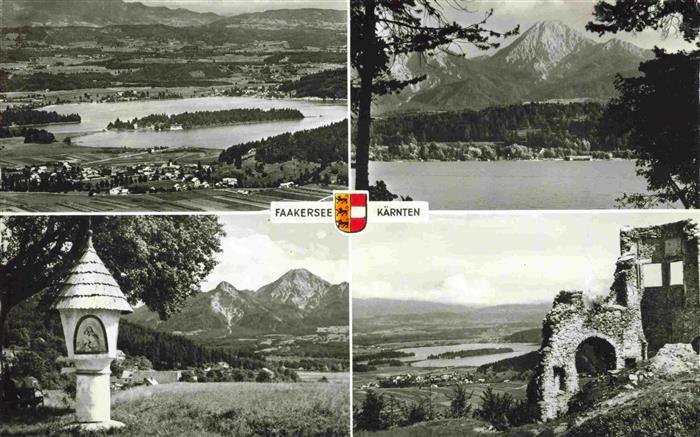 Faakersee Kaernten AT Seepanorama Bildstock Ruine