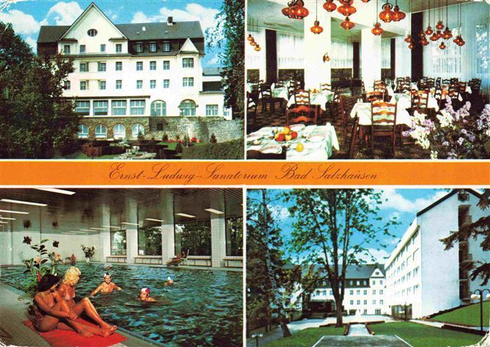 Bad Salzhausen Nidda Ernst Ludwig Sanatorium Speiseraum Hallenbad Park