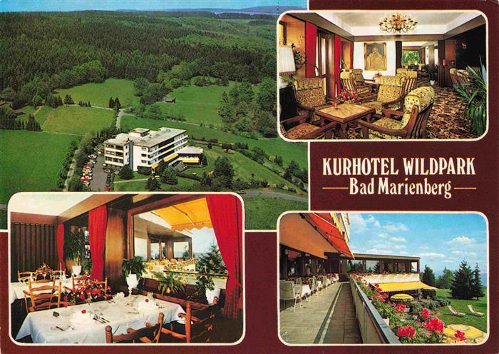 Bad Marienberg Kurhotel Wildpark Gastraeume Terrasse Fliegeraufnahme