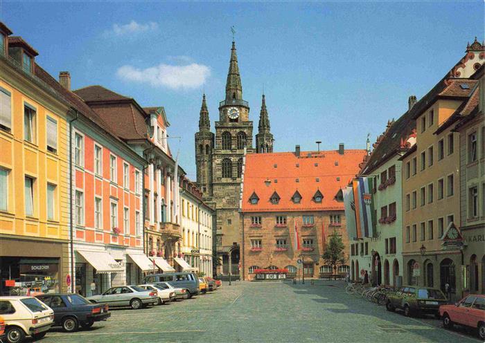 Ansbach Unterfranken Martin Luther Platz und Gumbertuskirche