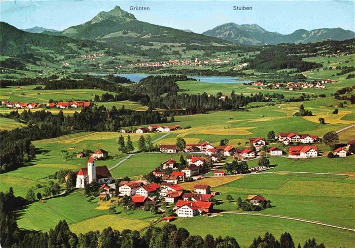 Maria Rain Allgaeu Bayern Fliegeraufnahme mit Gruentensee
