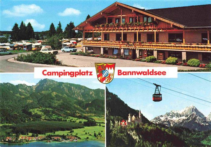 Schwangau Campingplatz am Bannwaldsee Panorama Luftseilbahn Schloss Hohenschwang
