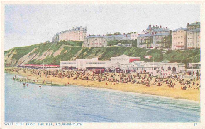 Bournemouth UK West Cliff from the pier Beach Kuenstlerkarte