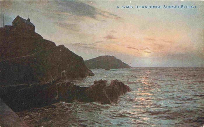Ilfracombe North Devon UK Panorama Sunset effect