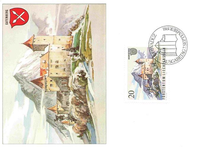 Balzers Liechtenstein FL Sondermarken Schloss Gutenberg Kuenstlerkarte Ausgabe 7