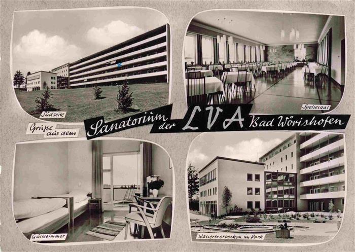 BAD WoeRISHOFEN Sanatorium Speisesaal Gaestezimmer Wassertretbecken im Park