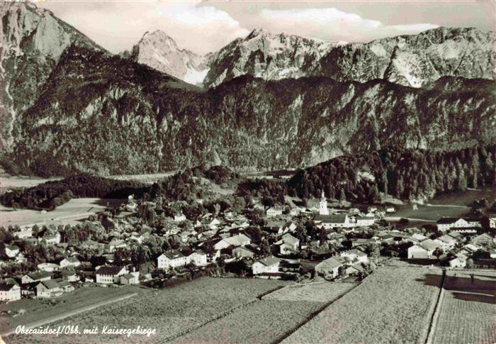 Oberaudorf Inn Panorama Blick gegen Kaisergebirge