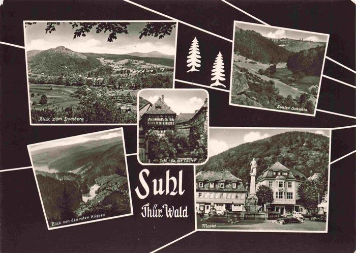 Suhl Thueringer Wald Panorama Blick zum Domberg Suhler Schweiz Rote Klippen Mark