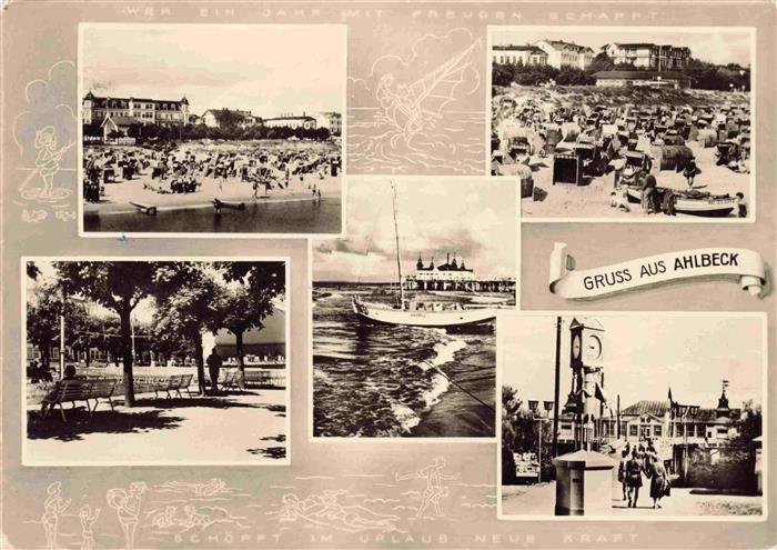 AHLBECK HERINGSDORF Insel Usedom Ostseebad Strandleben Seebruecke Standuhr
