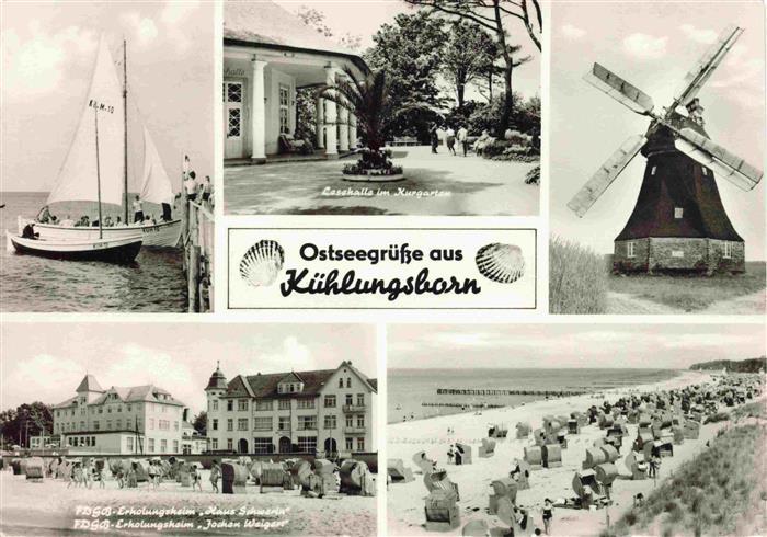 KueHLUNGSBORN Ostseebad Segelschiff Lesehalle Kurgarten Windmuehle FDGB-Erholung