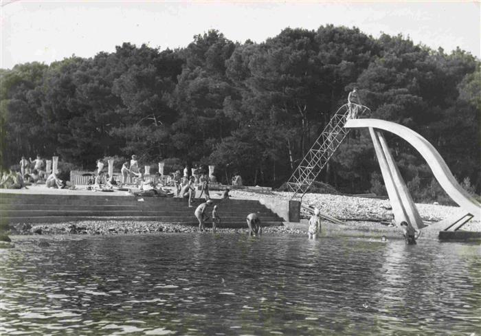 Rovinj Rovigno Istrien Croatia Strand Rutschbahn