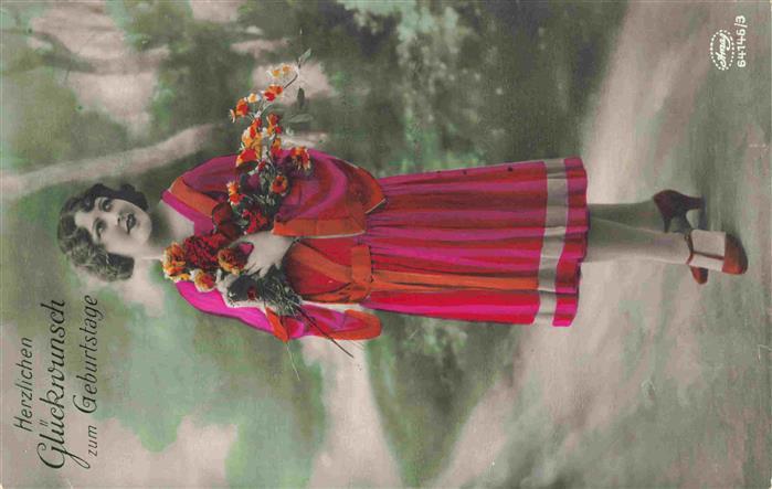 Geburtstag Birthday Anniversaire Frau Blumen