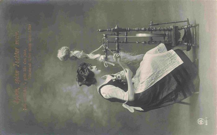 Foto HTL Nr. 605-1 Spinnrad Frau