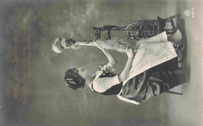 Foto HTL Nr. 605-2 Spinnrad Frau