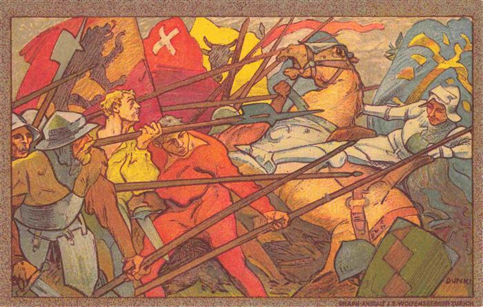 Bundesfeier Schweiz Dunkl Krieg Pferde Soldaten