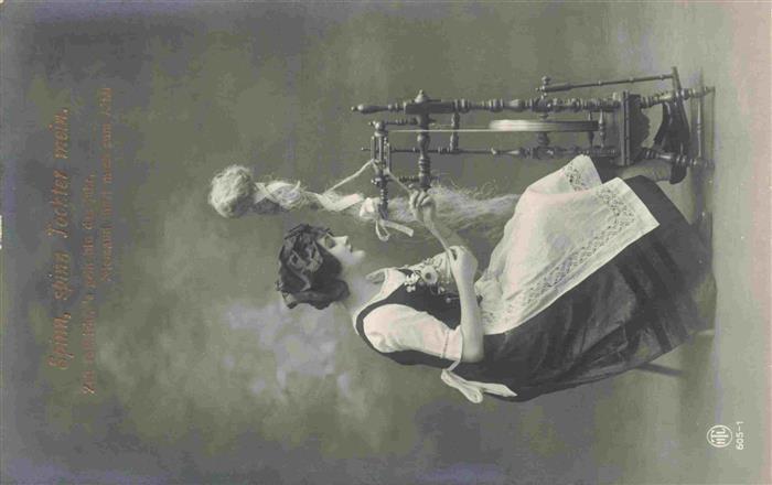 Foto HTL Nr. 605-1 Spinnrad Frau